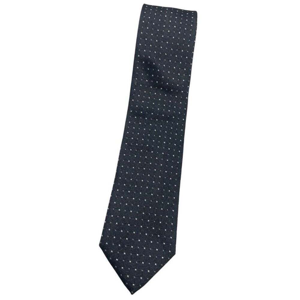 JOOP! Men's 100% Silk Necktie LUXURY Tie XL Gray Geometric W:2.7" EUC